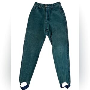 Vintage‎ Seasons Jeans Wear Stirrup Pants Dark Green Wash High Rise Size 6
